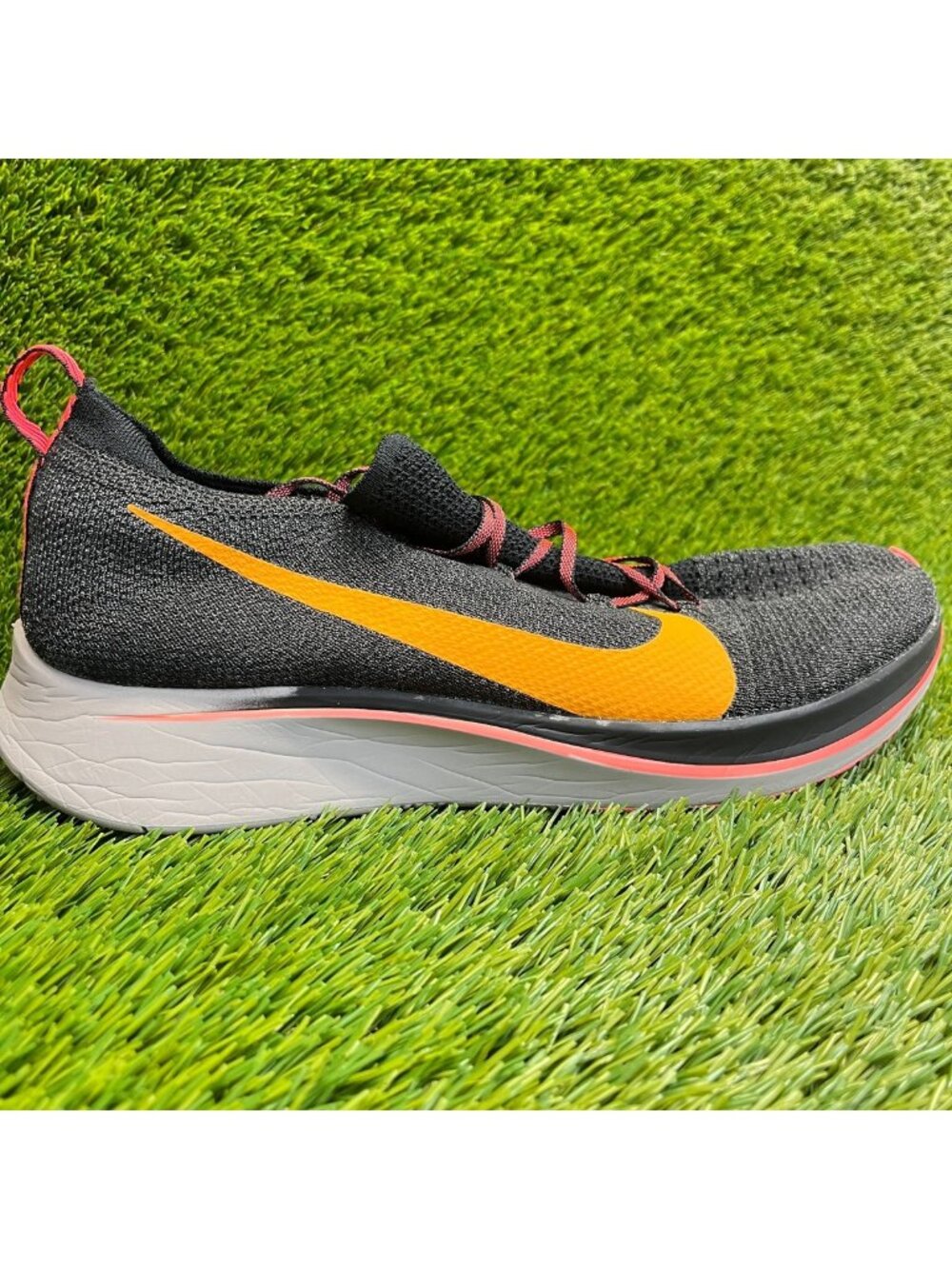 Nike Zoom Fly Flyknit Mens Size 13 Black Orange Athletic Running Shoes Sneakers